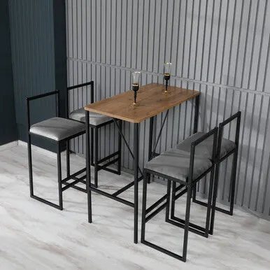 Hanah Home Set barskih stolova i stolica Nordic, 5 komada, Sivi