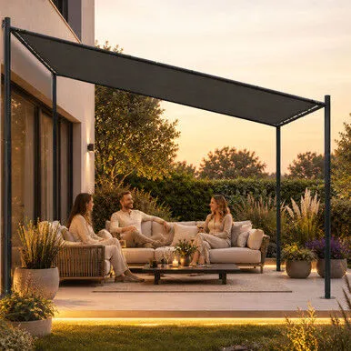 MultiGarden Vrtna pergola, 3x3m, čelik, Sivi