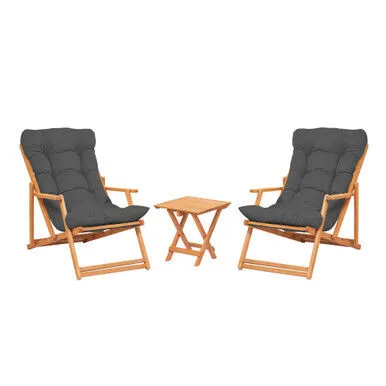 Hanah Home Vrtni stol i stolice My007, 3 komada, Sivi