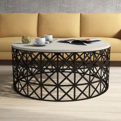 Hanah Home Stol za kafu Selin Metal Ferforje, 90x90 cm, Sivi