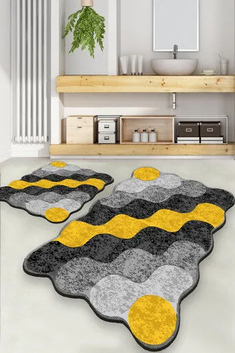 L'essential Maison Set otirača za kupatilo, Krug, 2 komada, Šareni