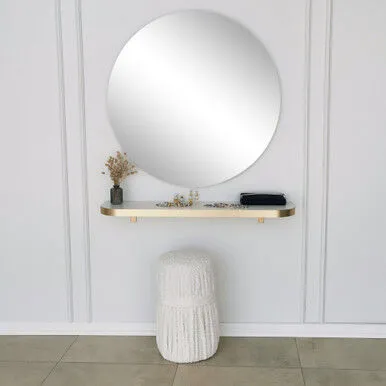 Hanah Home Ogledalo, O90cm, Zlatna boja