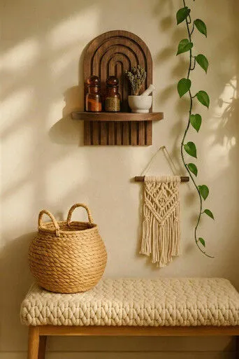 Hanah Home Zidna dekorativna polica Artmtkwll1, 20x35x13cm, Smeđa