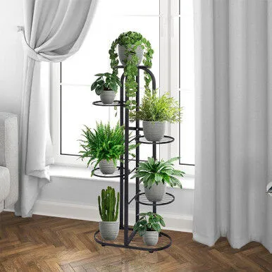ModernHome Stalak za cvijeće, 6 razina, 106x47x23.5cm, Crni