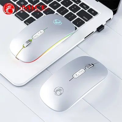 Imice Bežični Miš E-1400 LED Punjivi 2.4G i Bluetooth Srebrni