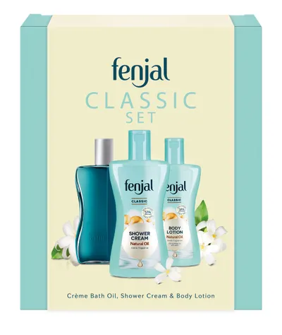 FENJAL Classic set, Mlijeko za tuširanje 200 ml, Losion za tijelo 200ml, Ulje za kupanje 125ml