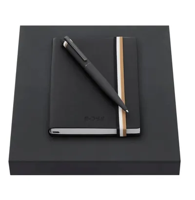 Hugo Boss Set Hemijska olovka i notes A6 HPNN352A, Crni