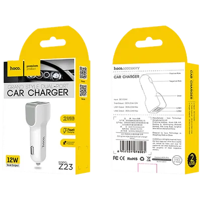 Hoco Auto punjač za smartphone, 2 x USB, 5V / 2.4 A - Z23 Grand Style Dual port, Bijeli