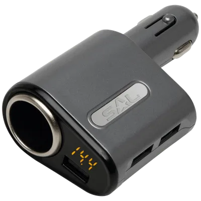 SAL Auto punjač za smartphone, 5V / 3.1 A max., 3 x USB - SA 061, Crni