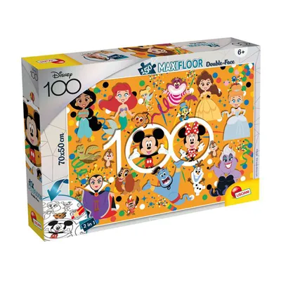 Disney puzzle, 2u1, maxifloor 150, Disney 100, Narandžasta