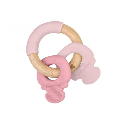 Kikka Boo Silikonska i Drvena Grickalica Keys, Roze
