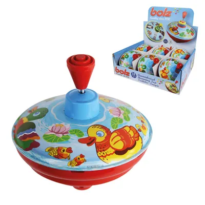 Lena Tin Toys zvrk s zvukom, 13 cm, male patkice