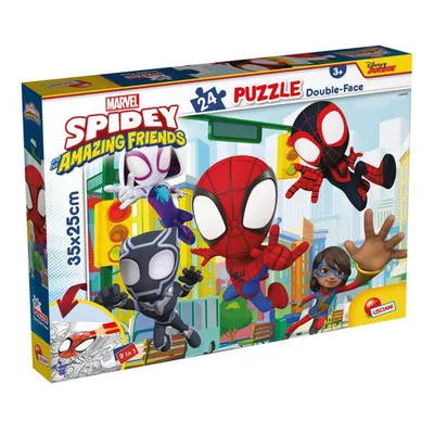 MARVEL Lisciani, slagalica s 2 lica M-plus, 24 kom, Spidey, Crvena