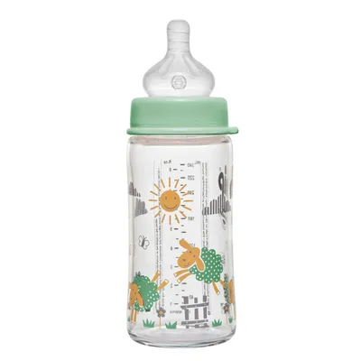 Nip Staklena Bočica Široko Grlo, 240ml ,Vel.0,Flow M, Boy, Zelena