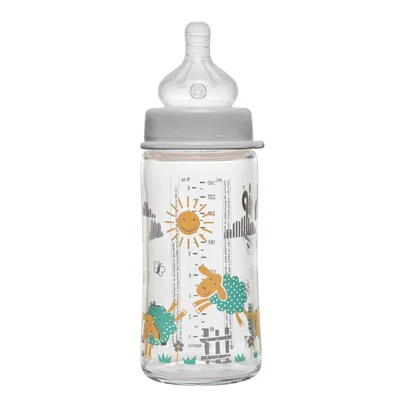 Nip Staklena Bočica Široko Grlo, 240ml , Vel.0+, Flow M, Girl, Siva