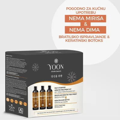 YOON Višenamjenski Keratinski Set za Njegu Kose 100ml x 3, Smeđa