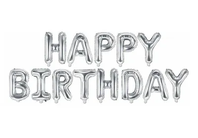 Party Deco Balon Folijski Happy Birthday 340X35Cm, Sivi