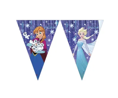 Party Deco Banner Frozen Snowflakes Disney, 9 Zastavica