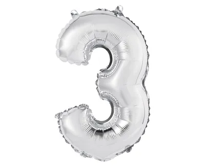 Party Deco Folijski Balon 35cm, Broj 3, Srebrni