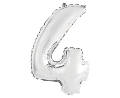 Party Deco Folijski Balon 35cm, Broj 4, Srebrni