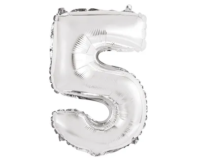 Party Deco Folijski Balon 35cm, Broj 5, Srebrni