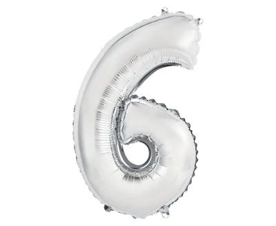 Party Deco Folijski Balon 35cm, Broj 6, Srebrni