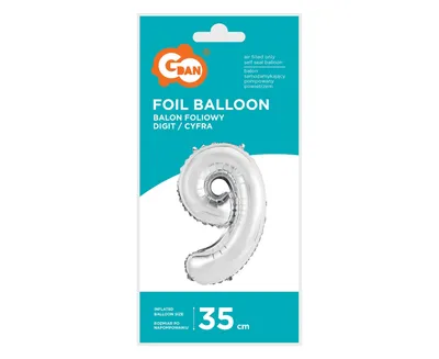 Party Deco Folijski Balon 35cm, Broj 9, Srebrni