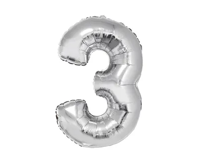 Party Deco Folijski Balon 92cm, Broj 3, Srebrni