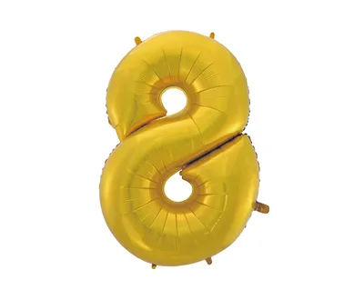 Party Deco Folijski Balon 92cm, Broj 8, Zlatni