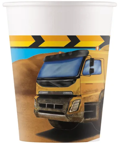 Party Deco Papirna Čaša Construction 200Ml, 8/1, Šarena