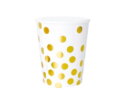 Party Deco Papirne Čaše Točkice 270Ml, 6/1, Zlatne