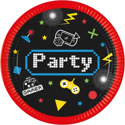 Party Deco Papirni Tanjiri Gaming Party 23Cm 8/1
