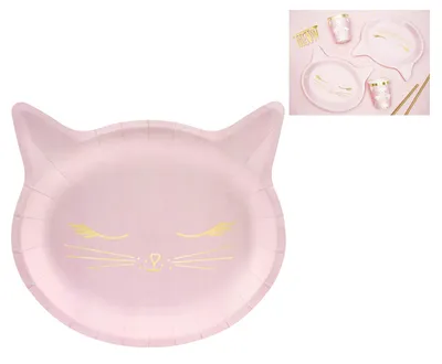 Party Deco Papirni Tanjur Cat 22x20cm