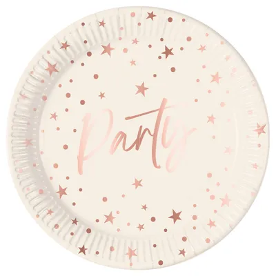 Party Deco Papirni Tanjur Ružičasto Zlato 23cm, 8/1, Roza