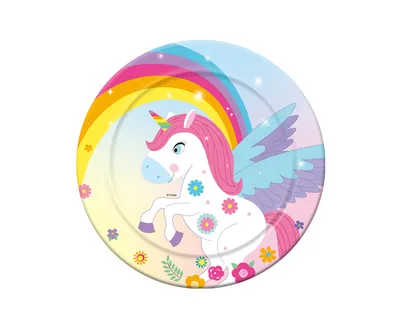 Party Deco Papirni Tanjuri Rainbow Unicorn 18cm, 6/1