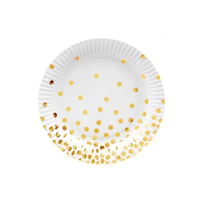 Party Deco Papirni Tanjuri Točkice 18cm, 6/1, Zlatne