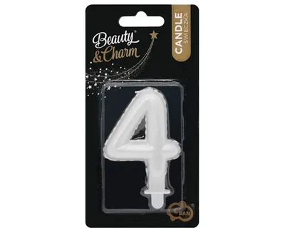 Party Deco Rođendanska Svijećica Broj 4, 7Cm, Bijela