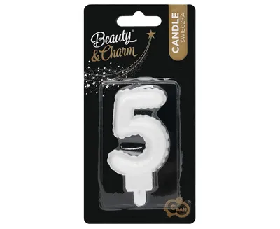 Party Deco Rođendanska Svijećica Broj 5, 7Cm, Bijela