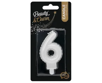 Party Deco Rođendanska Svijećica Broj 6, 7Cm, Bijela