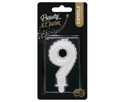 Party Deco Rođendanska Svijećica Broj 9, 7Cm, Bijela