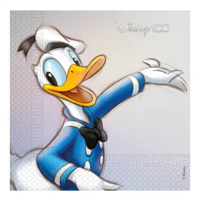 Party Deco Salvete Papirne Disney 100 Donald 33X33Cm, 20 Kom, Siva
