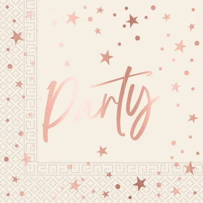 Party Deco salvete Papirne Ružičasto Zlato 33x33cm,20/1, Crna