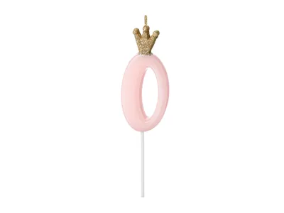 Party deco Svijeća broj 0 ,9.5cm, Roze