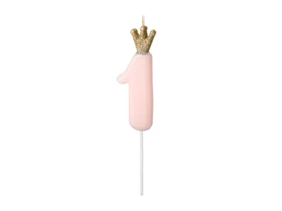 Party deco Svijeća broj 1, 9.5cm, Roze