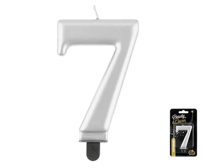 Party Deco Svijeća Broj 7, 8cm, Siva