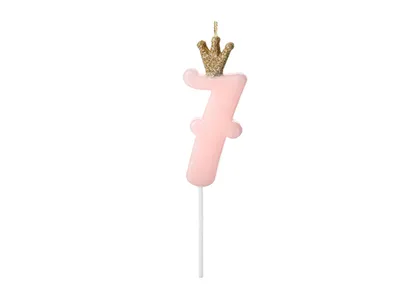 Party deco Svijeća broj 7, 9.5cm, Roze