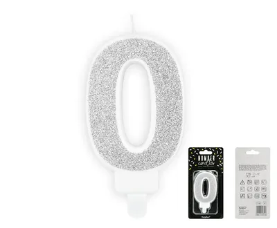 Party Deco Svijeća Siva Broj 0, 7cm, Siva