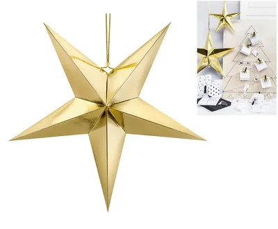 Party Deco Zvijezda Od Papira, sa Zlatnom Špagom Promjer 70cm, Zlatna