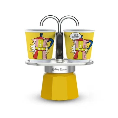 BIALETTI Set Moka Mini Express "R" Lichtenstein + 2 Soljice