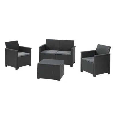 KETER Baštenski set elodie 2 seater sa box stolom tamnosivi